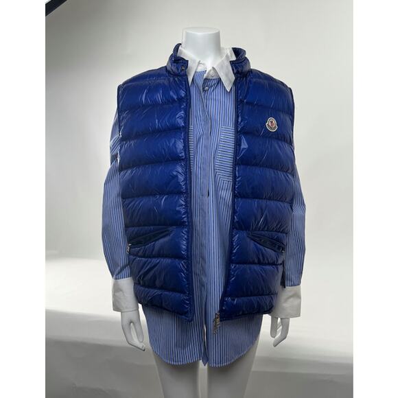 Men's Moncler Blue Gilet Gui Down Filled Vest Jacket Size XXL - Picture 3 of 16